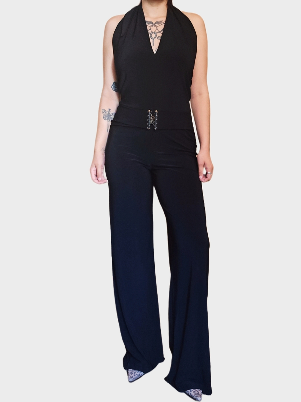 Y2k Caché Black Halter Wide-Leg Jumpsuit!!!